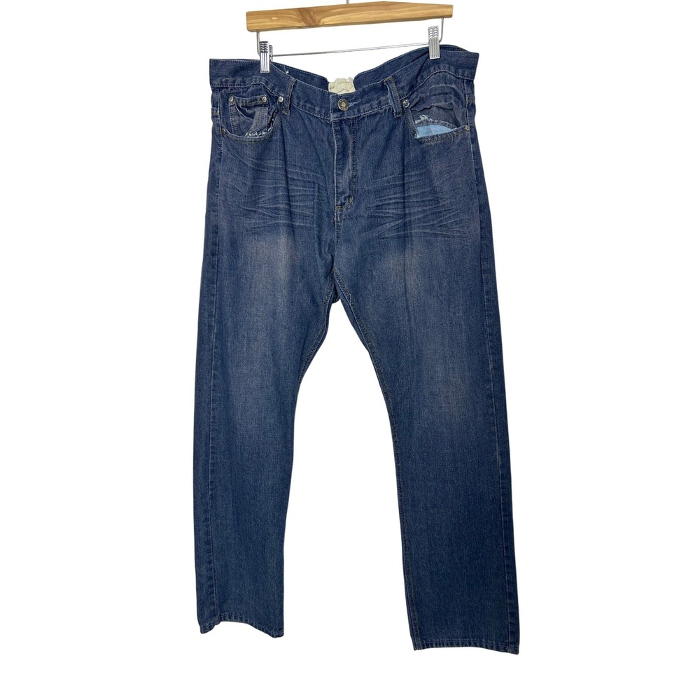 Brooklyn Express Jeans Mens 42x34 Blue Dark Wash Relaxed Straight Leg Y2K Skater